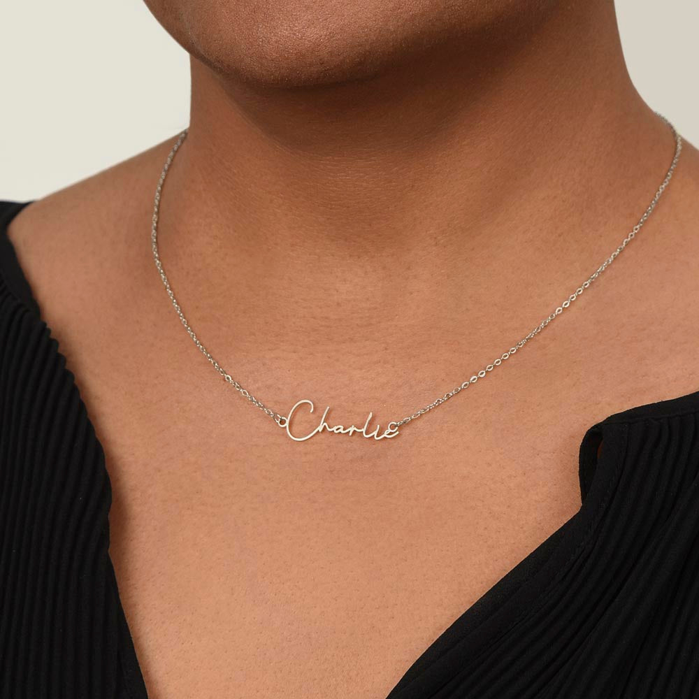 Badass Granddaughter Signature Name Necklace – Personalized Jewelry