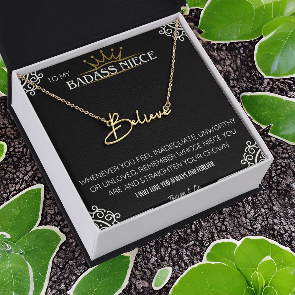 Badass Niece Signature Name Necklace – Personalized Jewelry