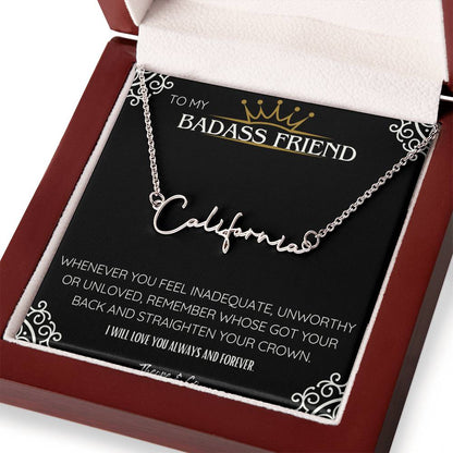 Badass Friend Signature Name Necklace – Personalized Jewelry