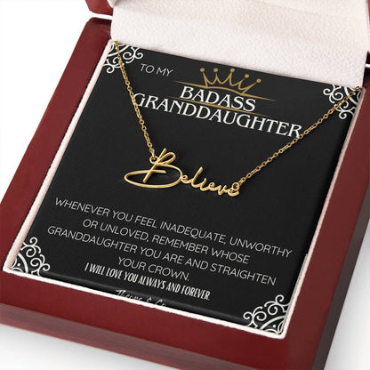 Badass Granddaughter Signature Name Necklace – Personalized Jewelry